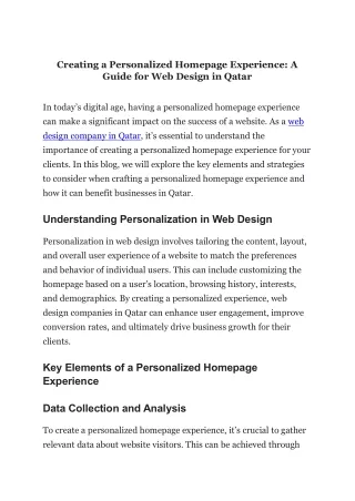 creating a personalized homepage experience