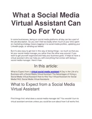 what a social media virtual assistant can do for you
