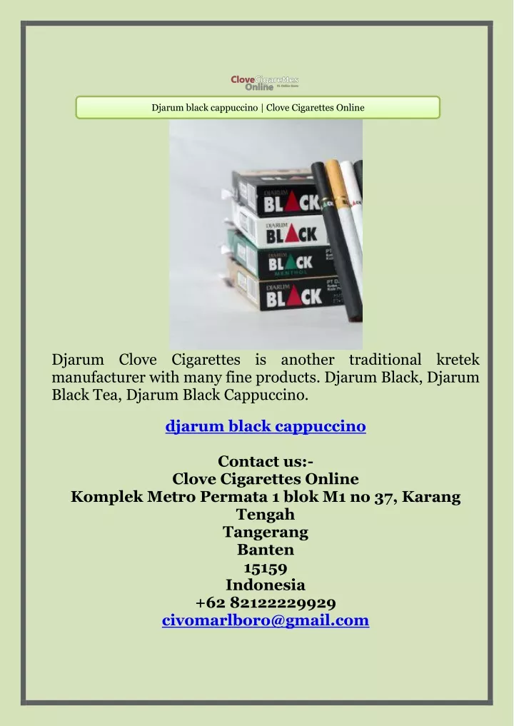 djarum black cappuccino clove cigarettes online