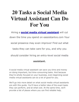 20 tasks a social media virtual assistant can do for you