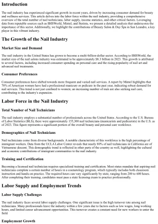 The State of the Labor Force in the Nail Industry: An Insightful Look