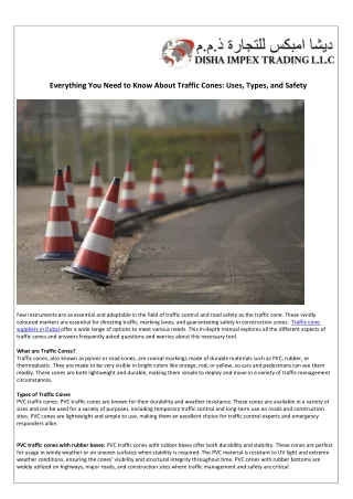 Know About Traffic Cones Uses, Types, and Safety