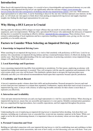 Selecting the Right Impaired Driving Lawyer for Your Case