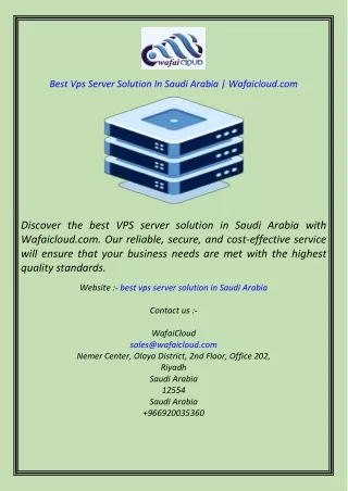 Best Vps Server Solution In Saudi Arabia  Wafaicloud.com