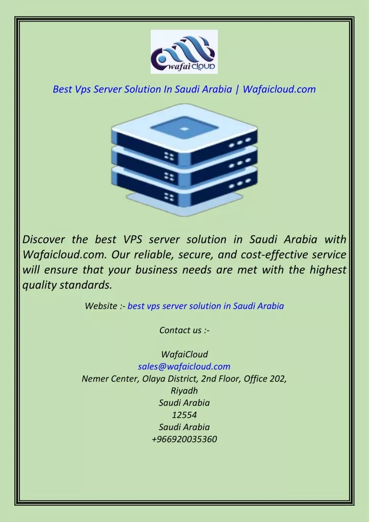 best vps server solution in saudi arabia