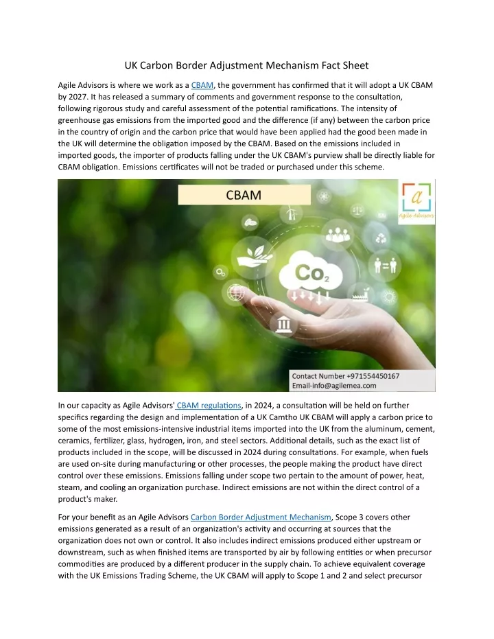 uk carbon border adjustment mechanism fact sheet