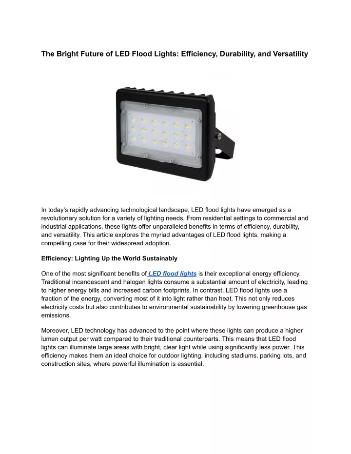 the bright future of led flood lights efficiency