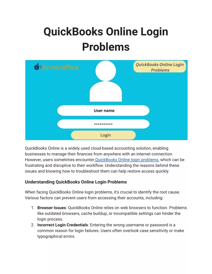 PPT QuickBooks Online Login Problems PowerPoint Presentation, free