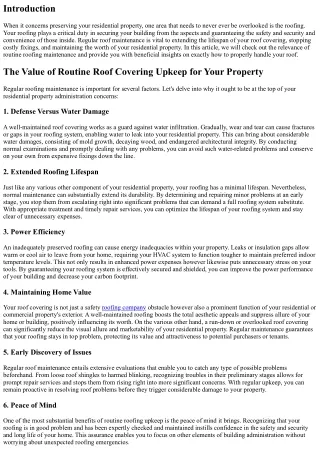 The Significance of Regular Roofing Upkeep for Your Residential or commercial pr