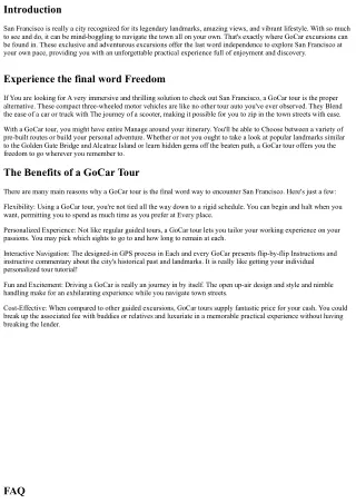 Working experience the last word Freedom by using a GoCar Tour in San Francisco