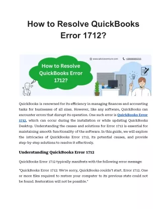 How to Resolve QuickBooks Error 1712