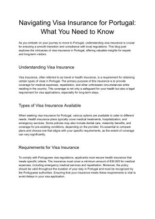 Navigating Visa Insurance for Portugal_ What You Need to Know