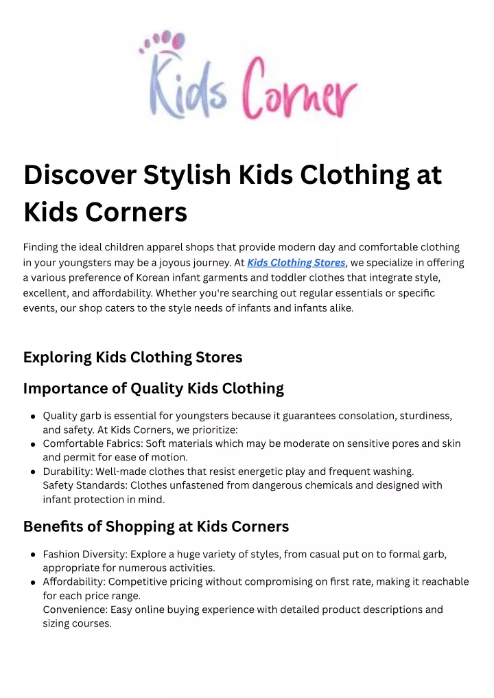 discover stylish kids clothing at kids corners