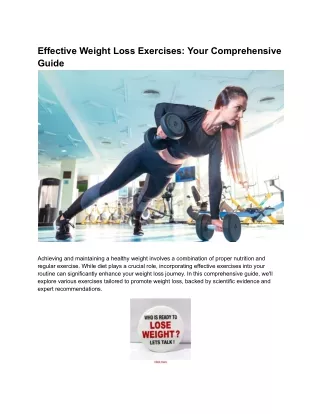 Effective Weight Loss Exercises- Your Comprehensive Guide