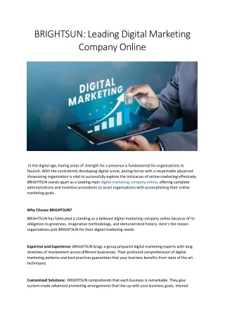 brightsun leading digital marketing company online