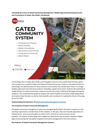 unlocking the future of gated community