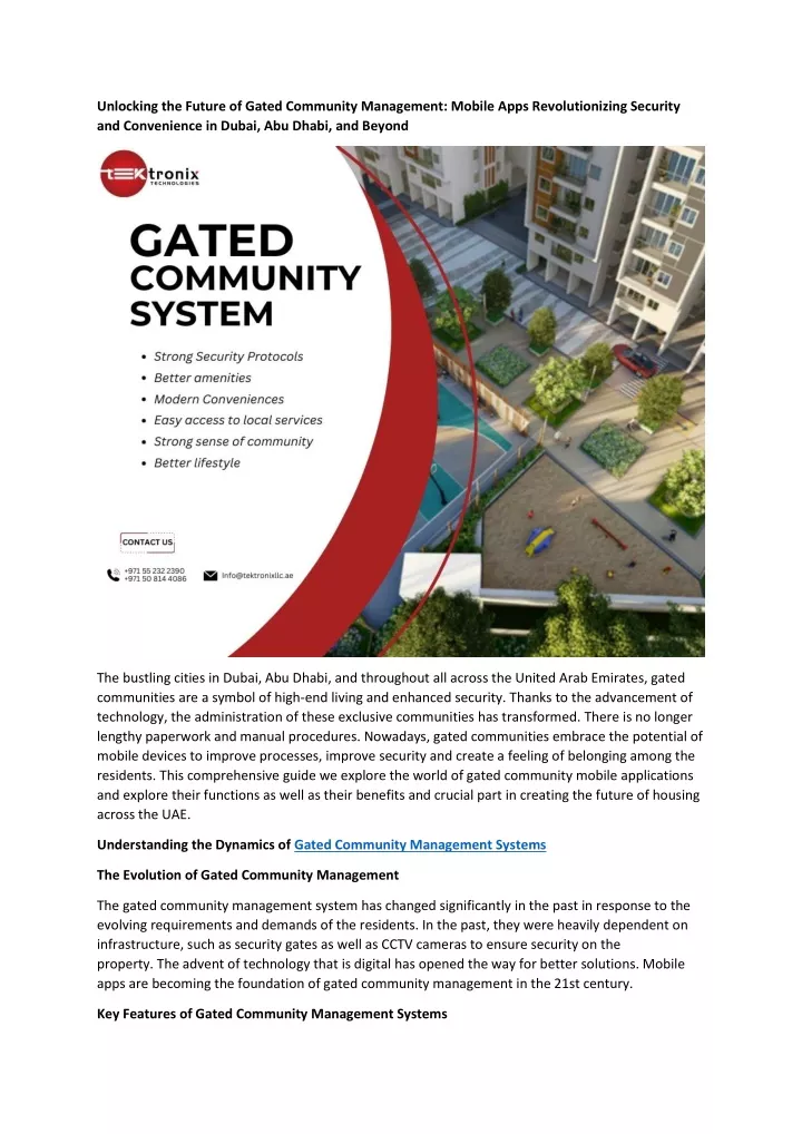 unlocking the future of gated community