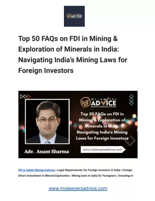top 50 faqs on fdi in mining exploration