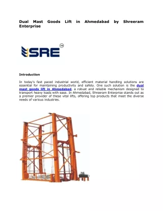 Dual Mast Goods Lift in Ahmedabad