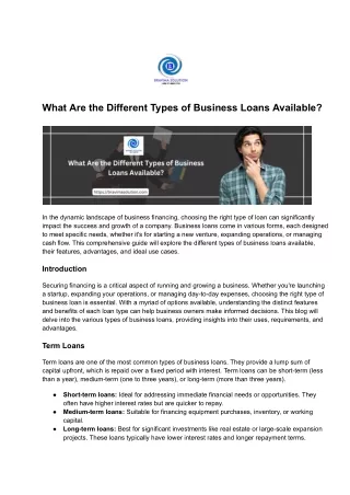 what are the different types of business loans