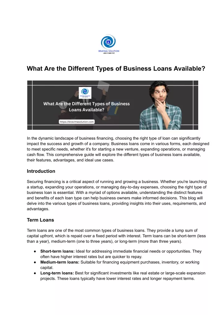 what are the different types of business loans