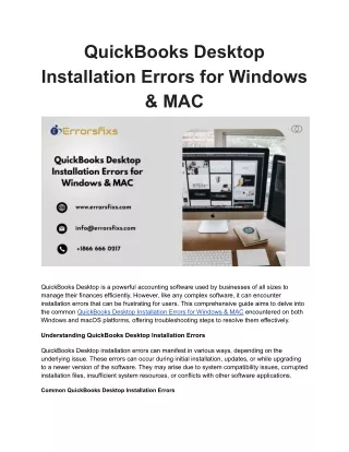 QuickBooks Desktop Installation Errors for Windows & MAC