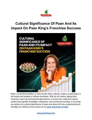 Cultural Significance Of Paan And Its Impact On Paan King’s Franchise Success