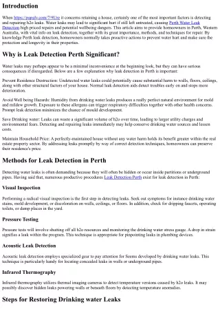 Perth Leak Detection: What Each Homeowner Should Know