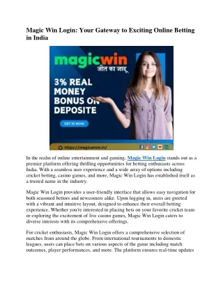 Magic Win Login Your Gateway to Exciting Online Betting in India