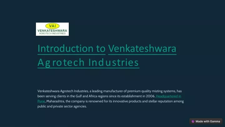 introduction to venkateshwara agrotech industries