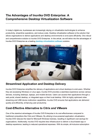 The Advantages of Inuvika OVD Enterprise A Comprehensive Desktop Virtualization Software
