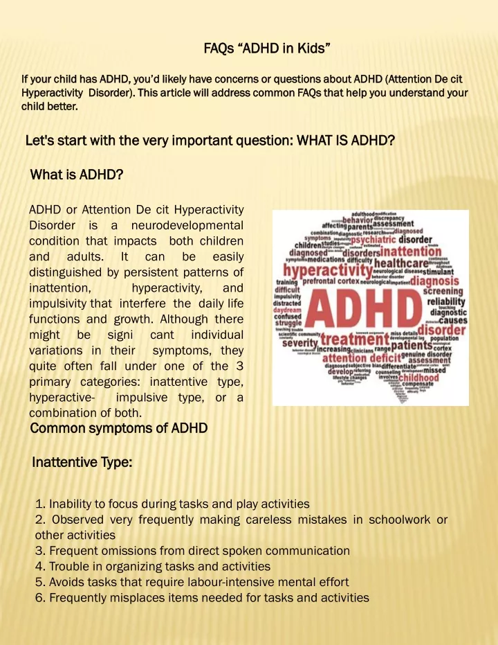 faqs adhd in kids if your child has adhd