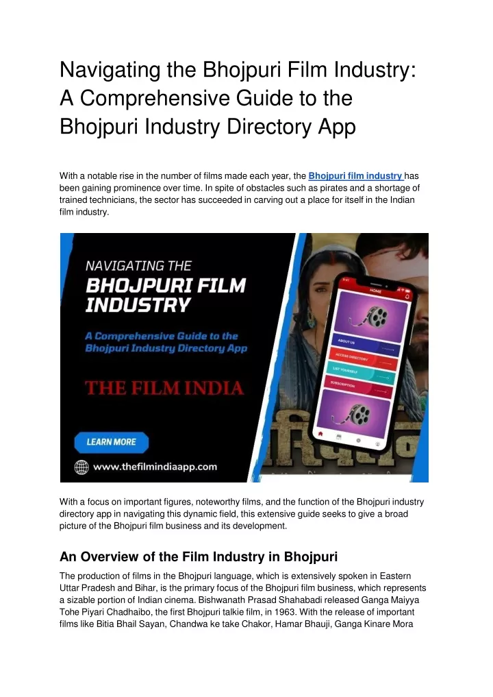 navigating the bhojpuri film industry a comprehensive guide to the bhojpuri industry directory app