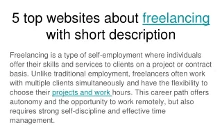 5 top websites about freelancing with short description