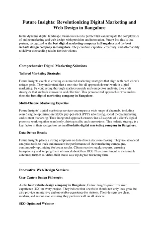 Revolutionizing Digital Marketing and Web Design in Bangalore