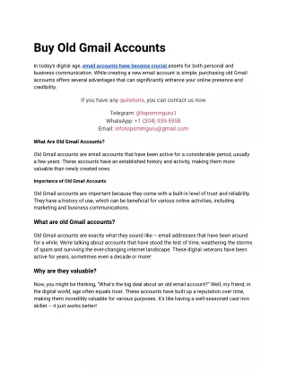 Top Place To Buy Old Gmail Accounts