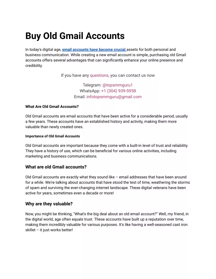 buy old gmail accounts