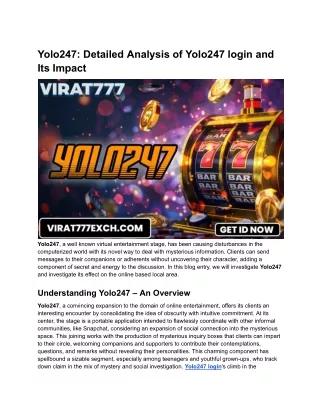 Yolo247_ Detailed Analysis of Yolo247 login and Its Impact