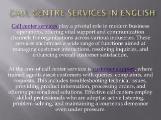 Call Centre Services in English