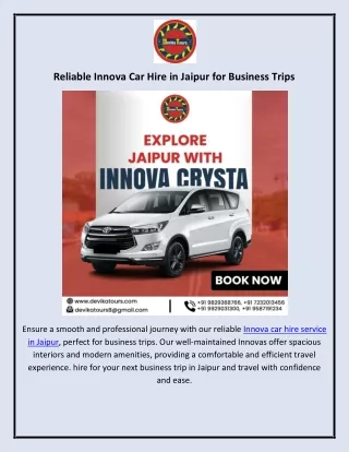 Innova Car Hire in Jaipur