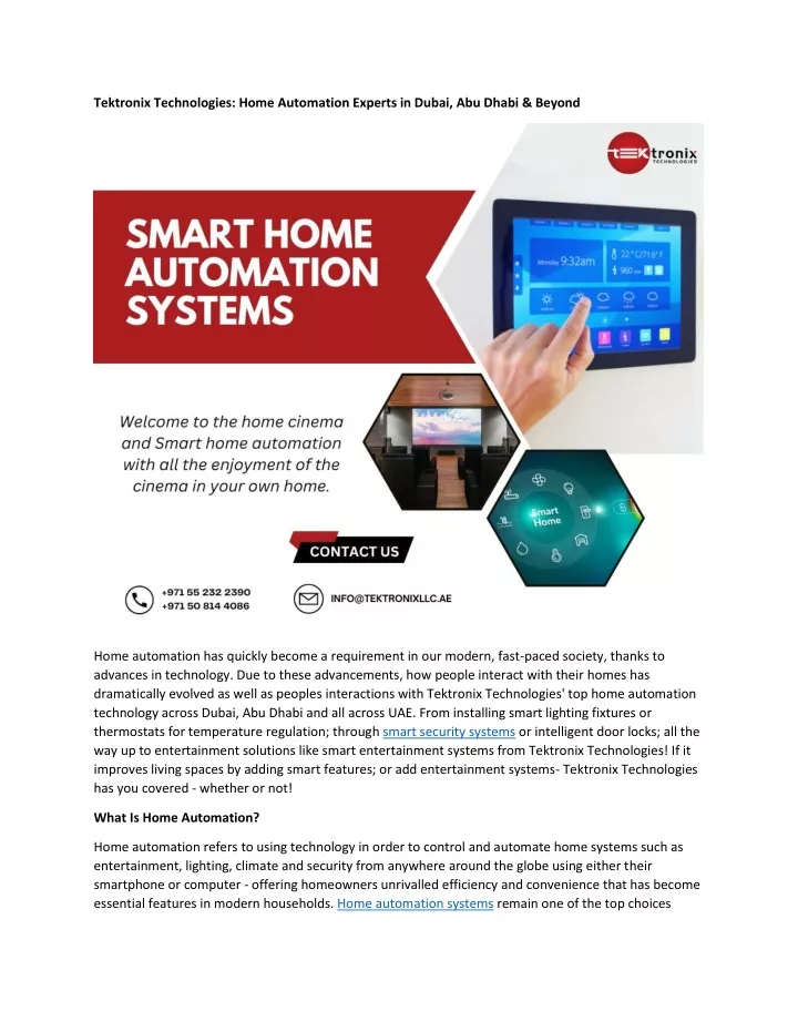 tektronix technologies home automation experts