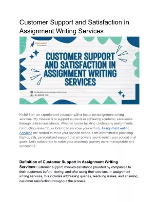 Customer Support and Satisfaction in Assignment Writing Services