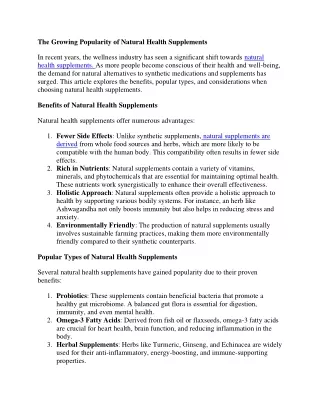 the growing popularity of natural health