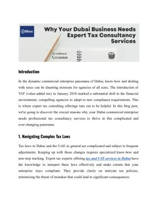 Why Your Dubai Business Needs Expert Tax Consultancy Services