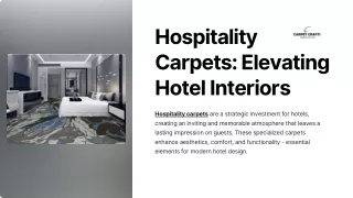 Hospitality Carpets: The Key to Elegant Hotel Interior Design