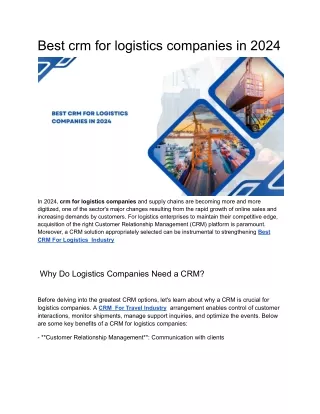 Best crm for logistics companies in 2024