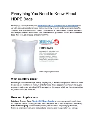 HDPE Woven Bags Manufacturers in Ahmedabad