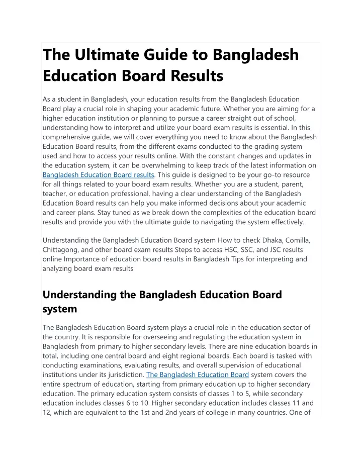 the ultimate guide to bangladesh education board