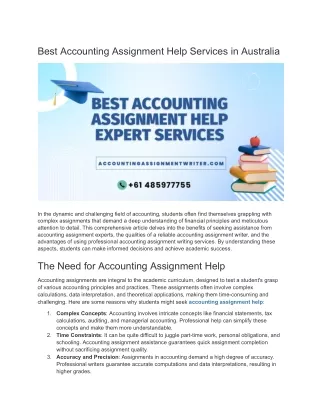 Best Accounting Assignment Help Services in Australia