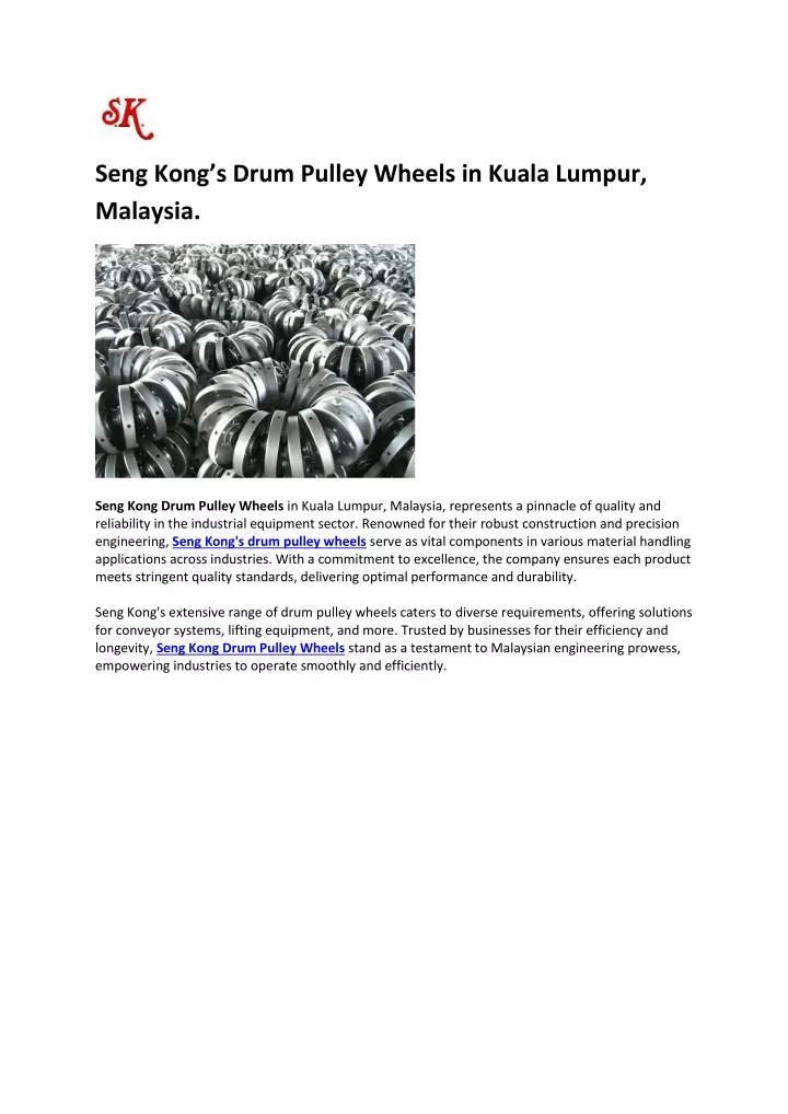 seng kong s drum pulley wheels in kuala lumpur